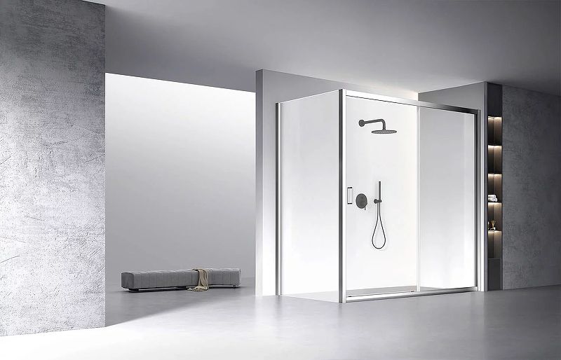 Боковая панель Veconi KP-13, 1100х1950 , хром, стекло прозрачное Боковая панель Veconi KP-13, 1100х1950 , хром, стекло прозрачное