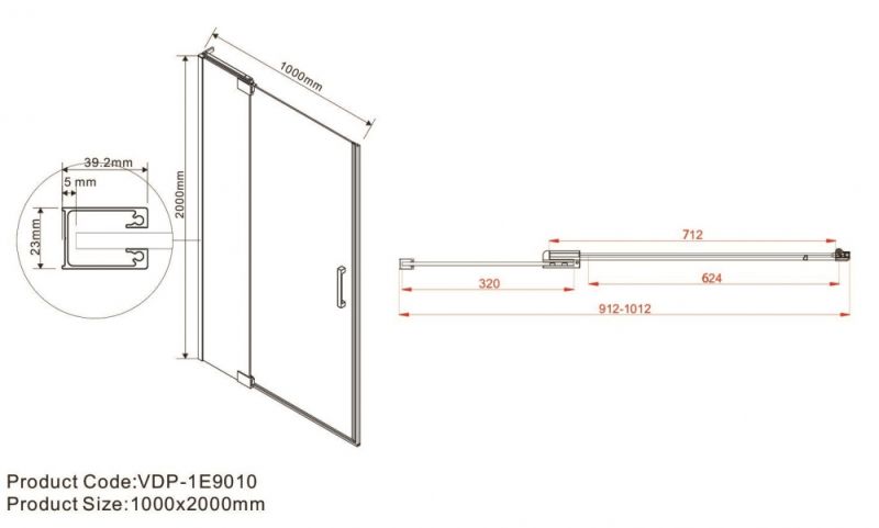 Душевая дверь Vincea Extra VDP-1E9010CLB 90/100 см