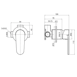 Встраиваемый смеситель на 1 источник AQUAme Novara AQM8813BN никель брашированный