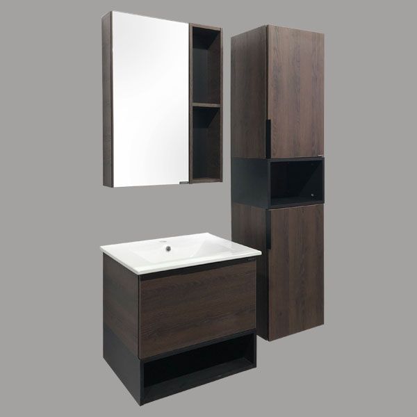 Comforty Тумба-умывальник "Франкфурт-60" дуб шоколадно-коричневый с раковиной Comforty 60E