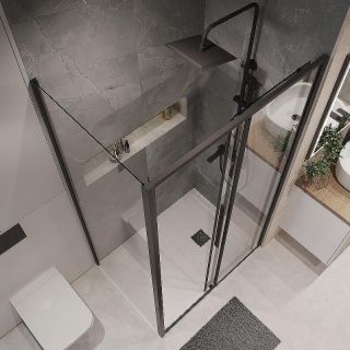 Боковая стенка Niagara Nova NG-A90B-34 90 см профиль чёрный матовый стекло прозрачное
