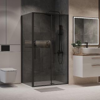 Боковая стенка Niagara Nova NG-TB100-34 100 см профиль чёрный матовый стекло тонированное