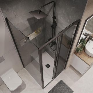 Боковая стенка Niagara Nova NG-TB100-34 100 см профиль чёрный матовый стекло тонированное