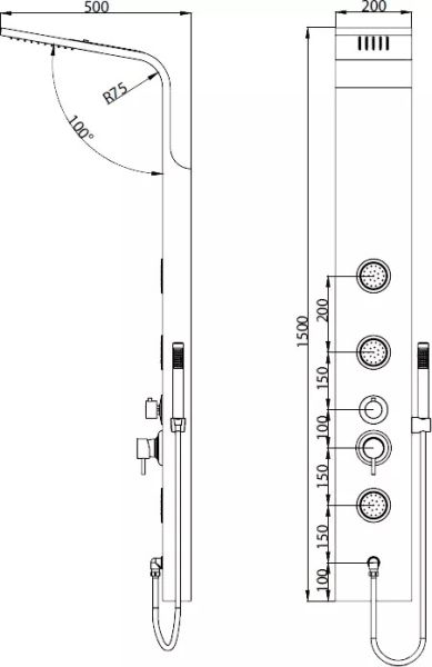 Душевая панель RGW SP-04B 21140104-04 чёрный