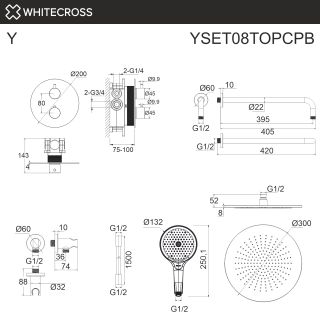 Душевой комплект Whitecross Y YSET08TOPCPB с термостатом брашированная медь