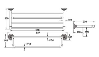 Полка для полотенец Rose RG1408Q 64см бронза Полка для полотенец Rose RG1408Q 64см бронза