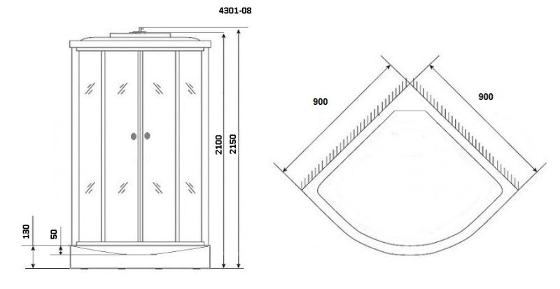 Душевая кабина Niagara NG-4301-14 90х90х215