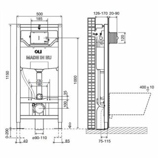 Инсталляция для унитаза Oli 120 ECO Sanitarblock pneumatic 879235pSA00 панель слива Salina хром