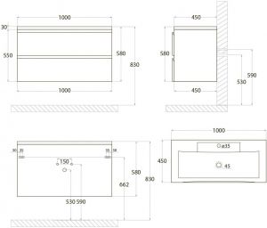 Подвесная тумба под раковину Art&Max Bianchi 100см капучино матовый AM-Bianchi-1000-2C-SO-CM
