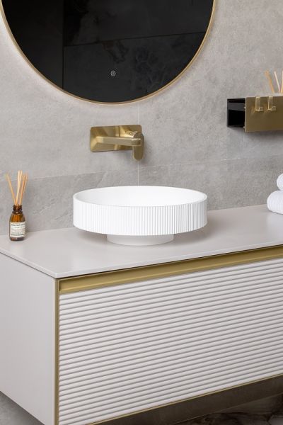 Раковина накладная Armadi Art Sole Corian 801-R-MW 40 см белый матовый
