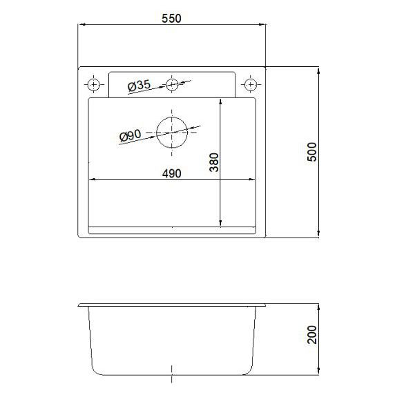 Мойка кухонная Reflexion Cubi 55-TN RX1555TN олово