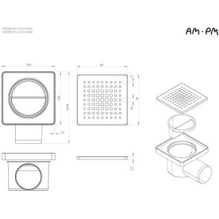 Душевой трап AM.PM PrimeFlow 10 W02BD-P11-010-01SB с решеткой Хром матовый Cut Gradient Душевой трап AM.PM PrimeFlow 10 W02BD-P11-010-01SB с решеткой Хром матовый Cut Gradient
