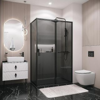 Боковая стенка Grossman Style 200.K33.05.80.21.10 80 см профиль чёрный матовый стекло тонированное