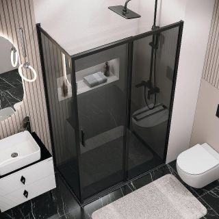 Боковая стенка Grossman Style 200.K33.05.80.21.10 80 см профиль чёрный матовый стекло тонированное