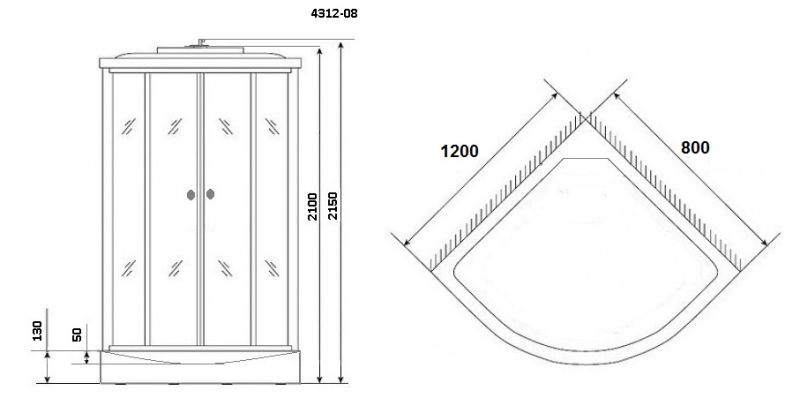 Душевая кабина Niagara NG-4312-14L 120х80х215