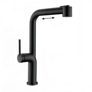 Смеситель для кухни BelBagno BB-LAM60-NERO с вытяжным изливом чёрный матовый
