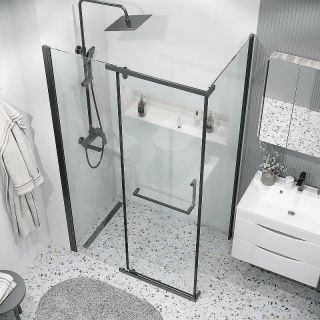 Боковая стенка Grossman Pragma 200.K33.03.80.21.00 80 см профиль чёрный матовый стекло прозрачное