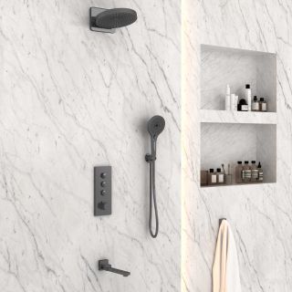 Душевой комплект Vincea VSFW-433TI1GM встраиваемый, термостатический, трехрежимный, вороненая сталь Душевой комплект Vincea VSFW-433TI1GM встраиваемый, термостатический, трехрежимный, вороненая сталь