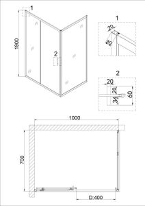 Душевая дверь Niagara NG-82-10AB 100см чёрный/прозрачное