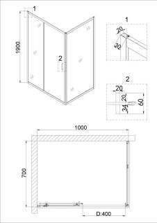 Душевая дверь Niagara NG-82-10AB 100см чёрный/прозрачное