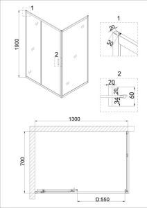 Душевая дверь Niagara NG-82-13AB 130см чёрный/прозрачное