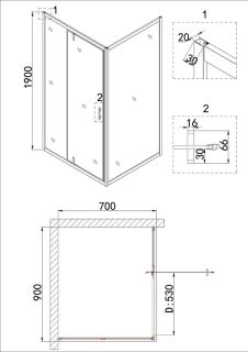 Душевая дверь Niagara NG-63-9A 90x195 см хром/прозрачное