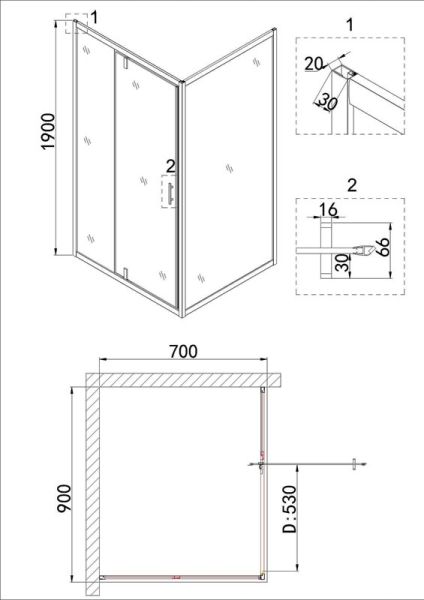Душевая дверь Niagara NG-63-9A 90x195 см хром/прозрачное