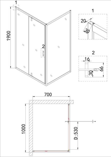 Душевая дверь Niagara NG-83-10AB 100см чёрный/прозрачное