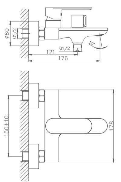 Смеситель для ванны Haiba HB60590 хром