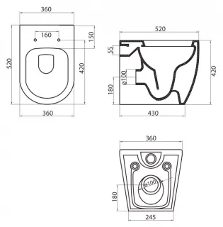 Унитаз приставной BelBagno Марина BB105CBR/BB865SC безободковый с микролифтом белый