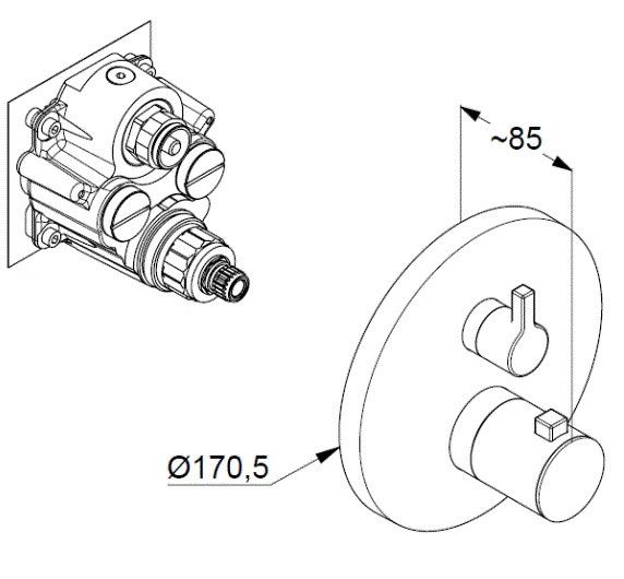 Душевой комплект Kludi Nova Fonte 208313915 с термостатом чёрный матовый