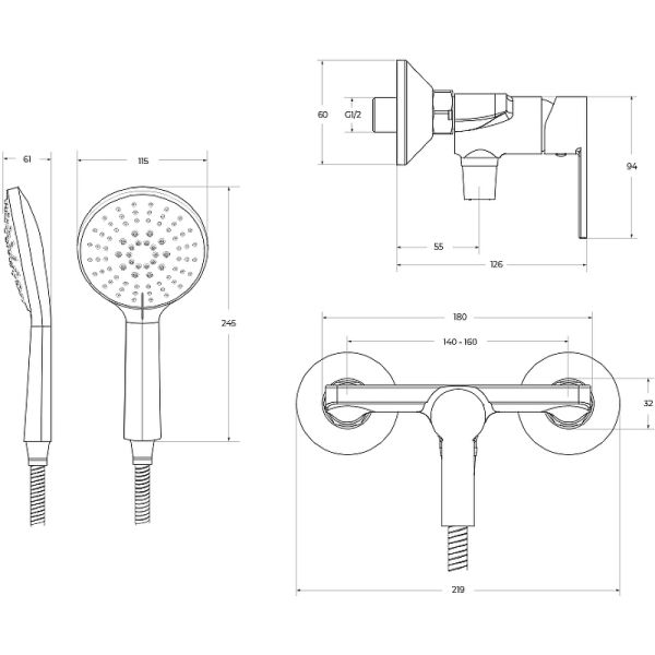 Смеситель для душа BelBagno Aurora AURORA-ESDM-CRM Хром