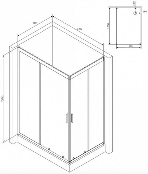 Душевой уголок Am.Pm Gem 120x90см чёрный матовый W90G-404-120290-BT