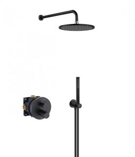 Душевой комплект Kludi Nova Fonte 208313915 с термостатом чёрный матовый Душевой комплект Kludi Nova Fonte 208313915 с термостатом чёрный матовый
