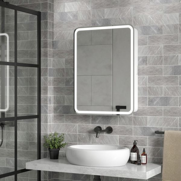 Зеркало-шкаф Reflexion Circle 55L RF2107SR с подсветкой 55х80