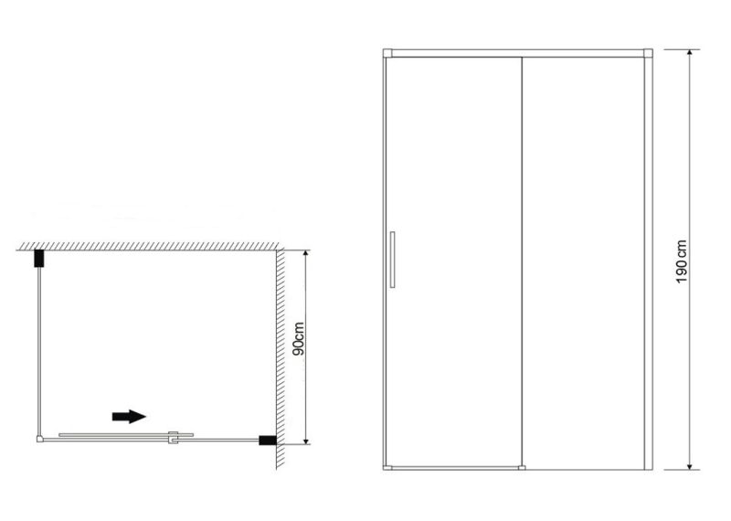 Боковая стенка Grossman Fly1 GR-P90Fl1 90см хром/прозрачное