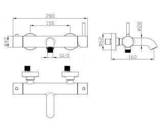 Смеситель для ванны AQUAme Siena AQM6212GG золото