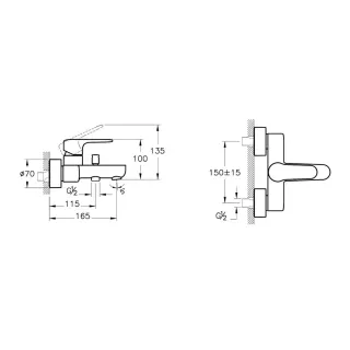 Смеситель для ванны VitrA Root Round (Рут Раунд) A4272536EXP чёрный матовый