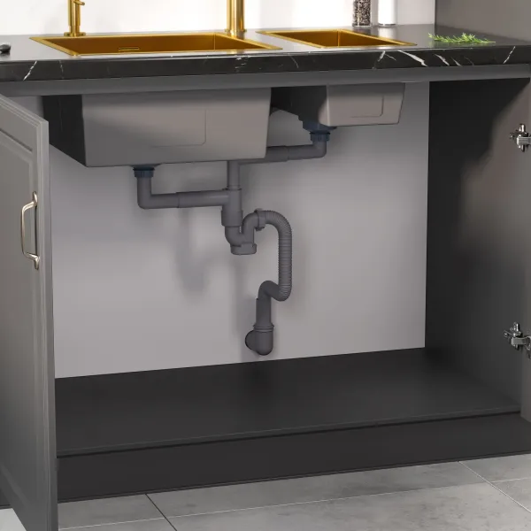 Сифон для двучашевой кухонной мойки БЕЗ ВЫПУСКА Reflexion Part RX9002PT