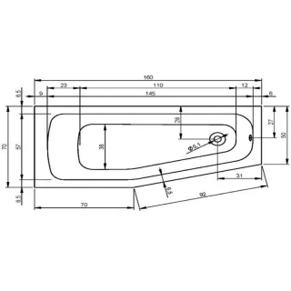 Акриловая ванна Riho Amalfi B046001005 L 160x70 см белый