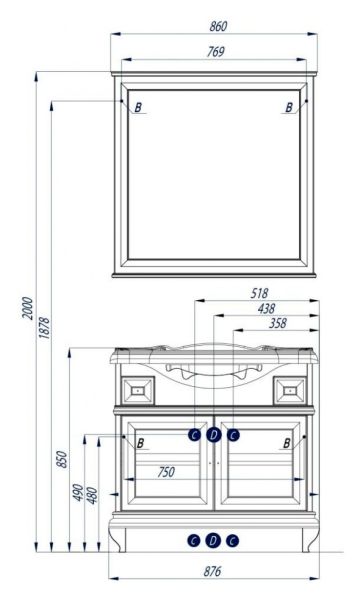 Зеркало Акватон Беатриче 85см слоновая кость 1A191802BEM60