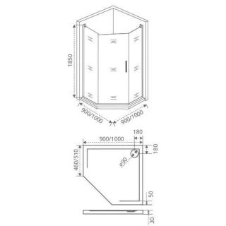 Душевой уголок Good Door Fantasy PNT -90-F-CH стекло прозрачное с зеркальным рисунком Фэнтази