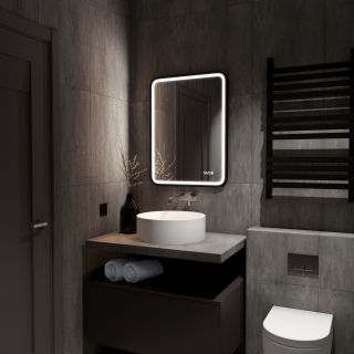 Зеркало с подсветкой и часами Art&Max Genova 60x80см чёрный AM-Gen-600-800-S-F-Т Зеркало с подсветкой и часами Art&Max Genova 60x80см чёрный AM-Gen-600-800-S-F-Т