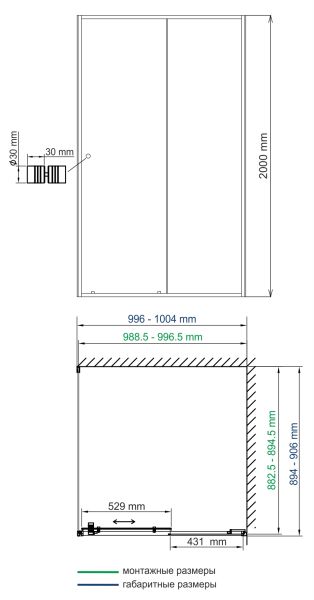 Душевой уголок Wasserkraft Rhin 44S22 100x90 см Душевой уголок Wasserkraft Rhin 44S22 100x90 см