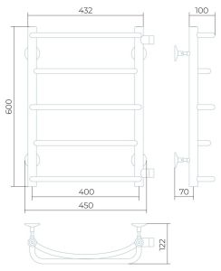 Водяной полотенцесушитель Larusso Евромикс П5 40x60см хром 4670078534934