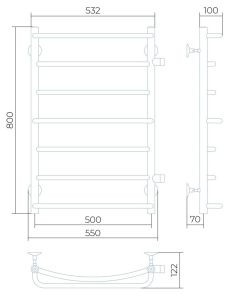 Водяной полотенцесушитель Larusso Евромикс П7 50x80см хром 4670078535078