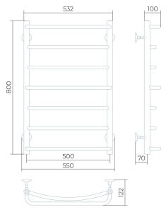 Водяной полотенцесушитель Larusso Евромикс П7 50x80см хром 4670078535108