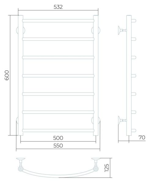 Водяной полотенцесушитель Larusso Классик П7 50x80см хром 4670078535283