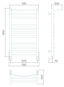 Водяной полотенцесушитель Larusso Гранд П11 с полкой 50x90см хром 4670078535511