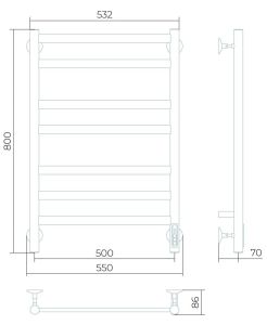 Электрический полотенцесушитель Larusso Кватро П7 50x80см хром 4670078536242